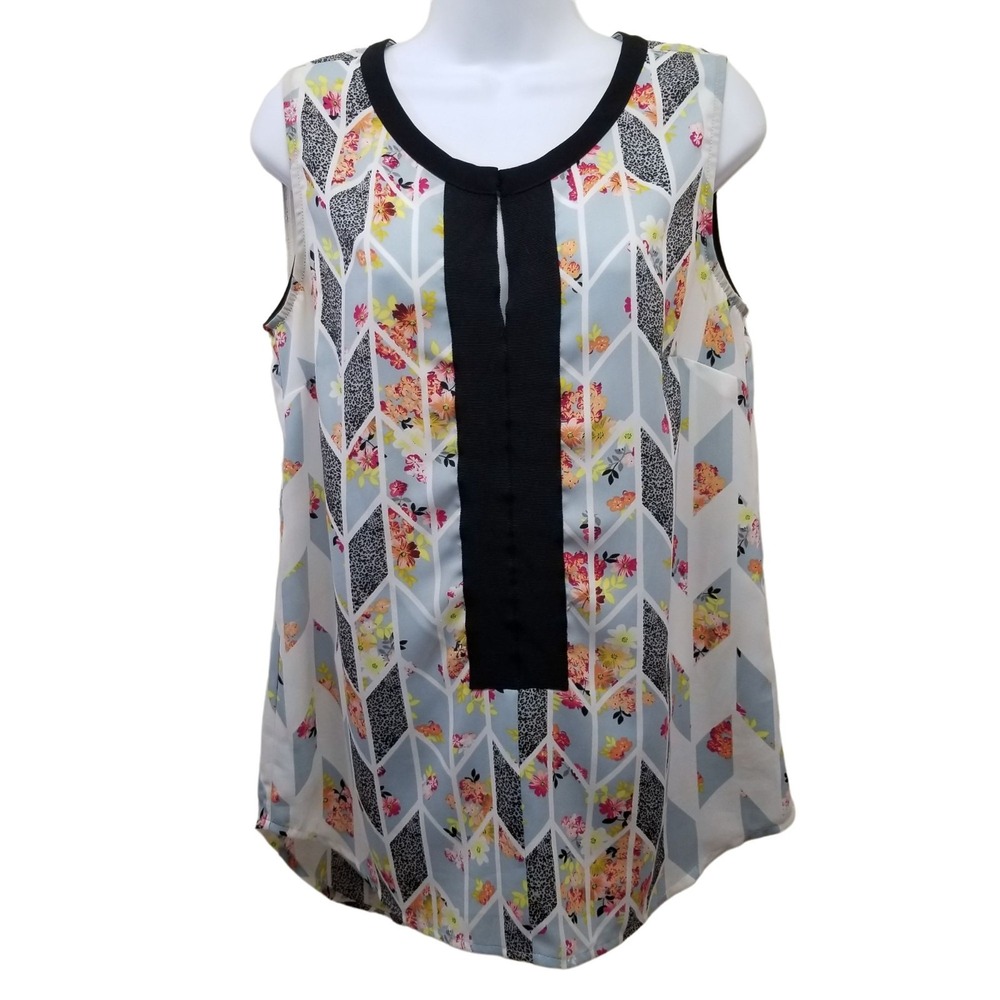 CAbi 249 S Top Sleeveless Tank Cami GROSGRAIN RIBBON Keyhole Summer Chic Cruise